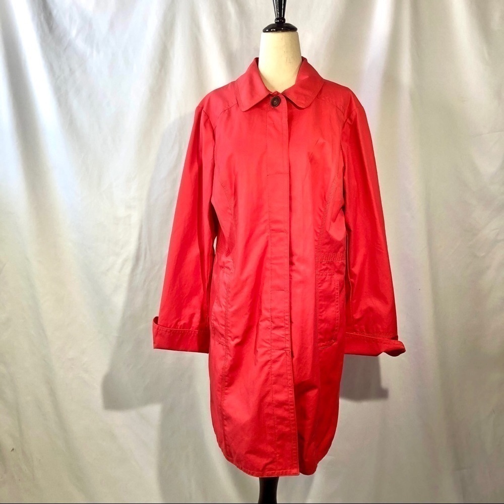 Eddie Bauer coral pink cotton rain trench large